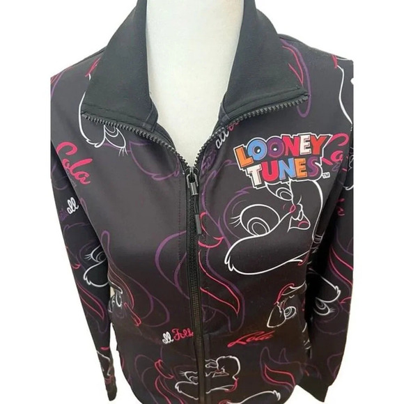 Looney Tunes Lola Bunny Space Jam Cartoon Black Graphic Full Zip Jacket 90s y2k - Picture 5 of 9